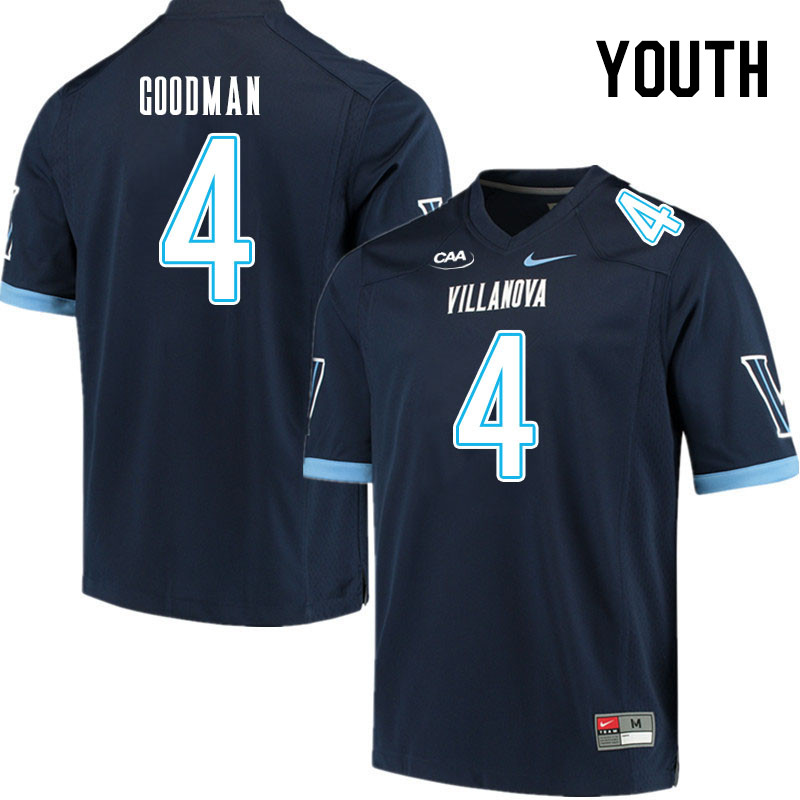 Youth #4 Jalen Goodman Villanova Wildcats College Football Jerseys Stitched Sale-Navy